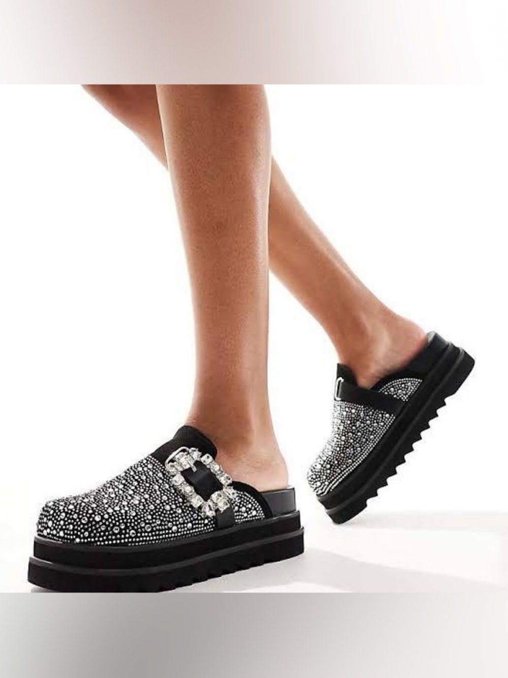 AZALEA Wang wedge clog mules heel Bling  CHIC SHOES